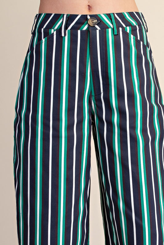 Barrel Leg Stripe Pants