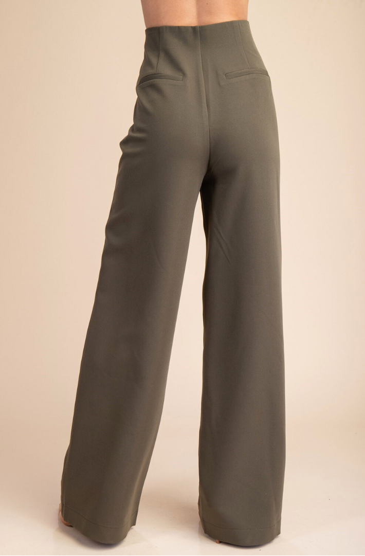 Olive High-Waist Pants