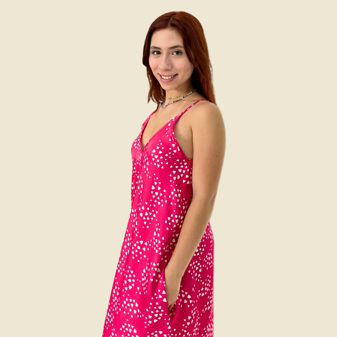 Raspberry Satin Maxi Dress