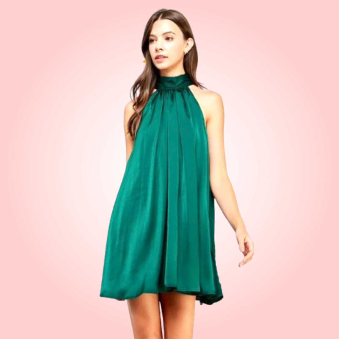 Green Satin Mini Dress