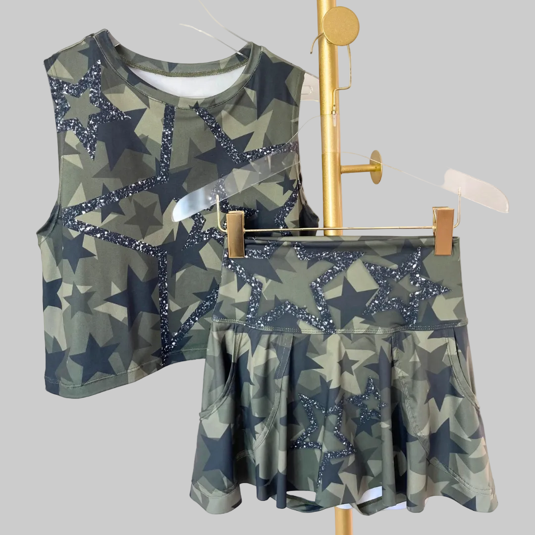 Army Glitter Star Skirt