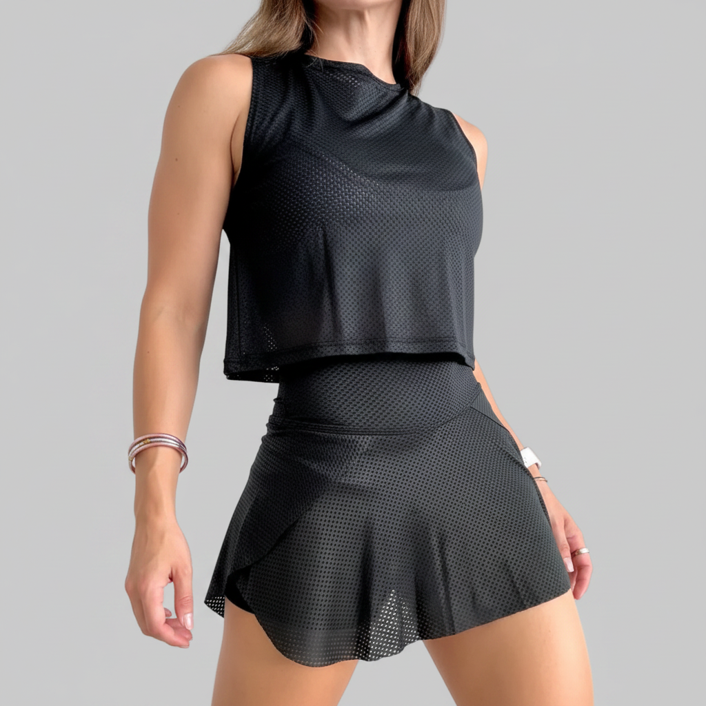 Black Netted Ruffle Skirt