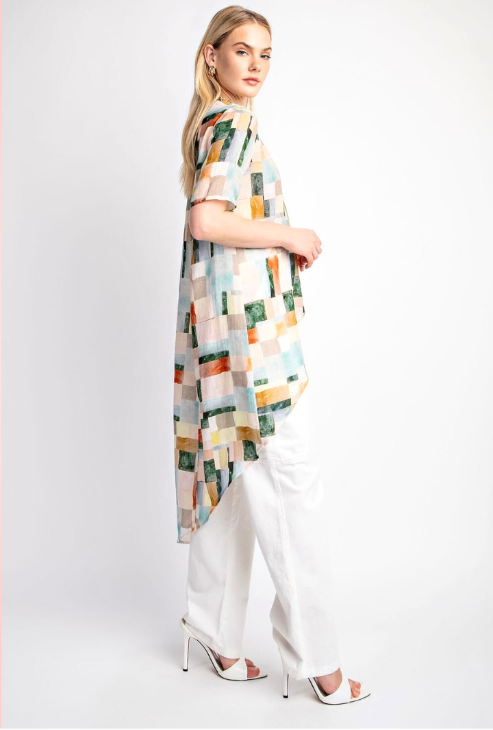 Coral Mix Asymmetrical Top