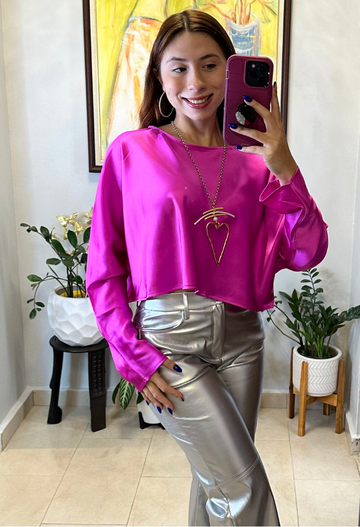 Silver Faux Leather Pants