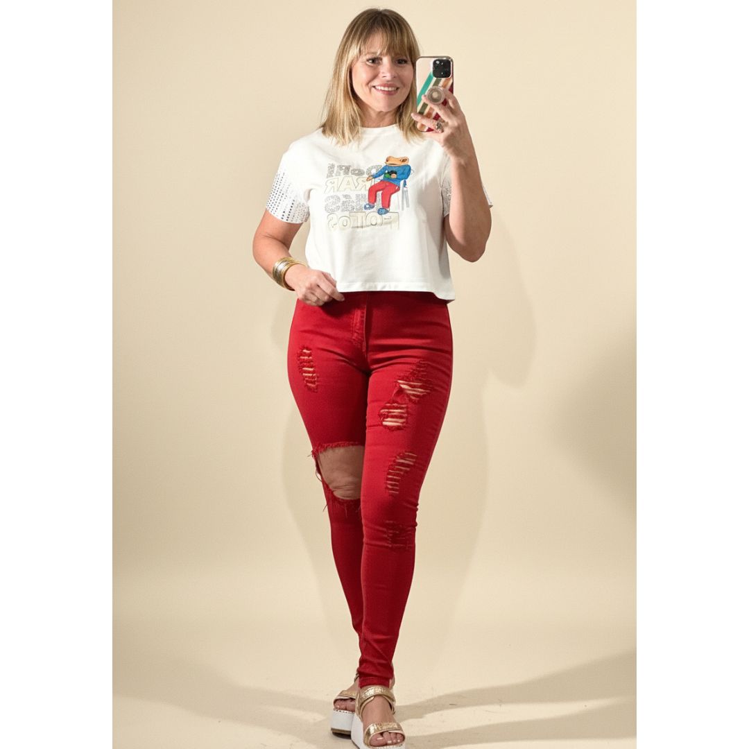 Tencel Vibrant Red Jeans