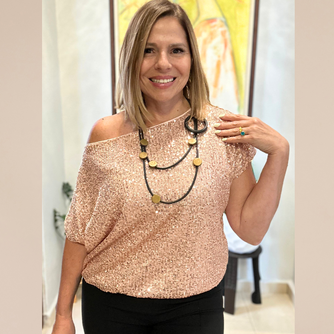 Sequin Rose Gold Top