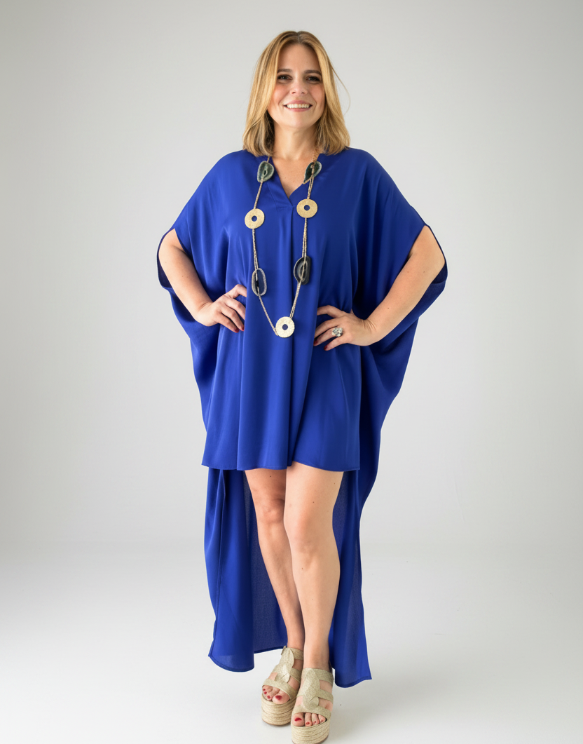 High & Low Satin Maxi Dress