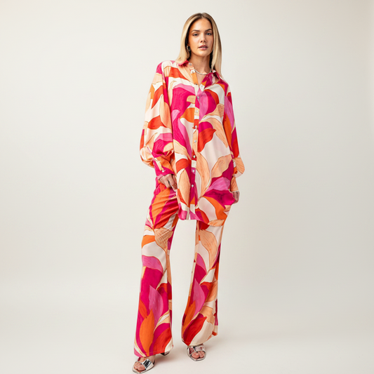 Printed Wide Leg Pants