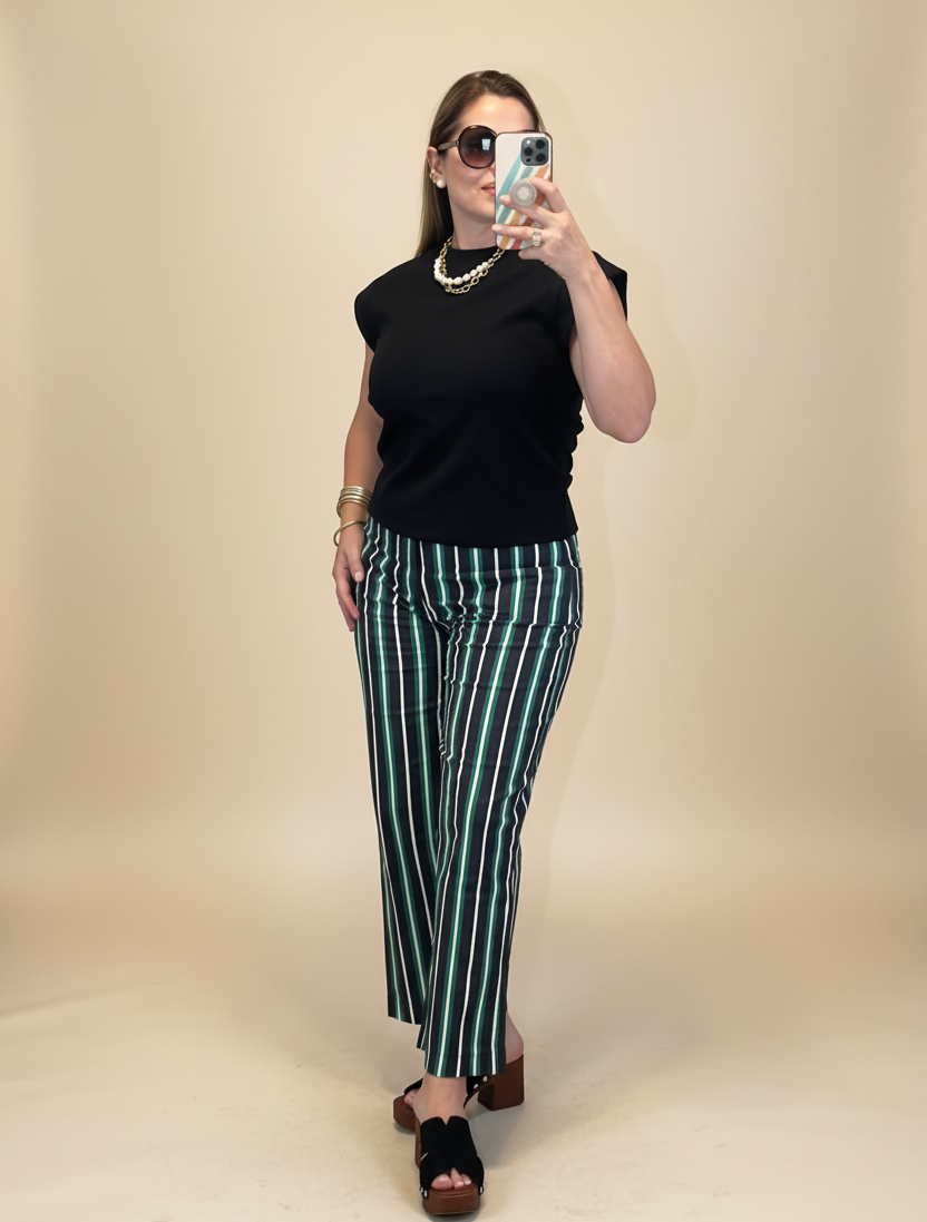 Barrel Leg Stripe Pants