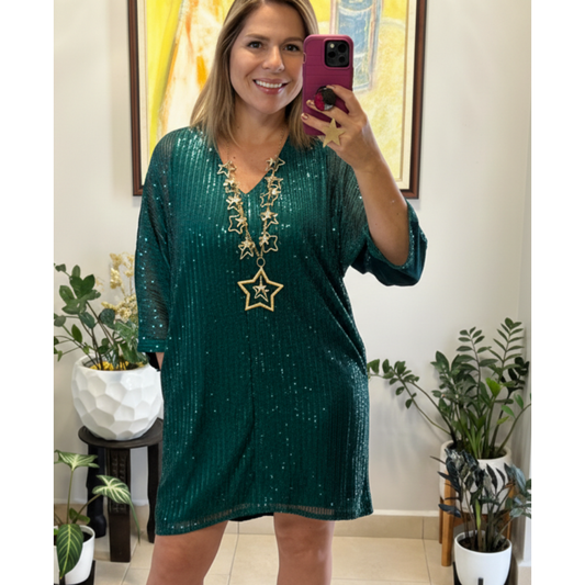 Hunter Green Sequin Dress