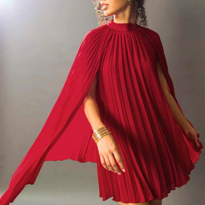 Woven Cape Red Mini Dress