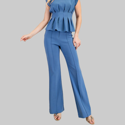 Blue High-Waisted Pants