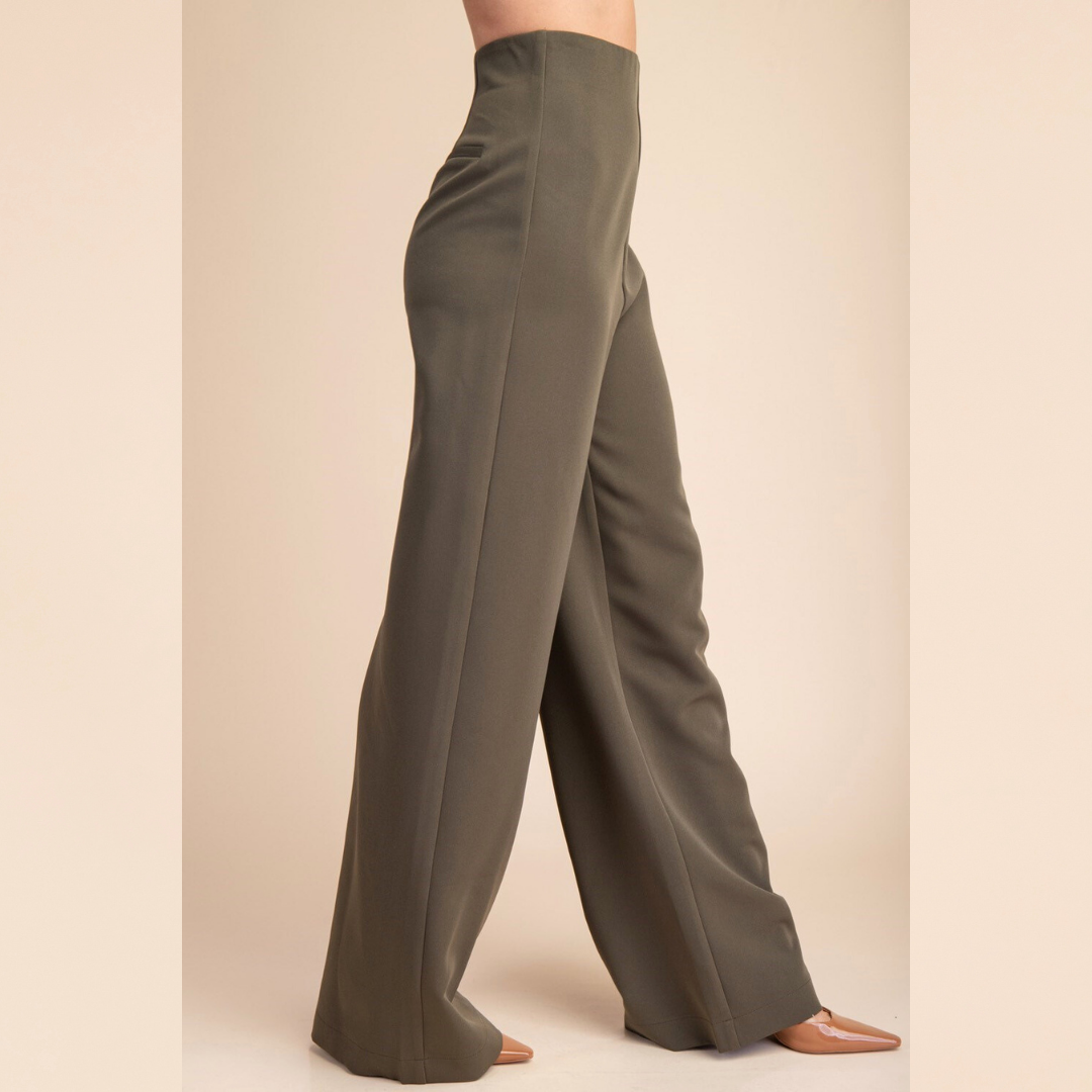 Olive High-Waist Pants