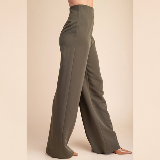 Olive High-Waist Pants