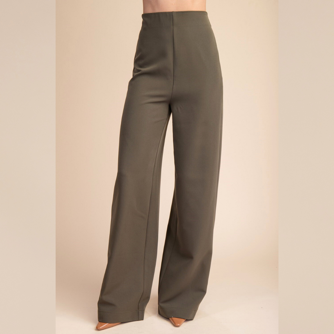 Olive High-Waist Pants