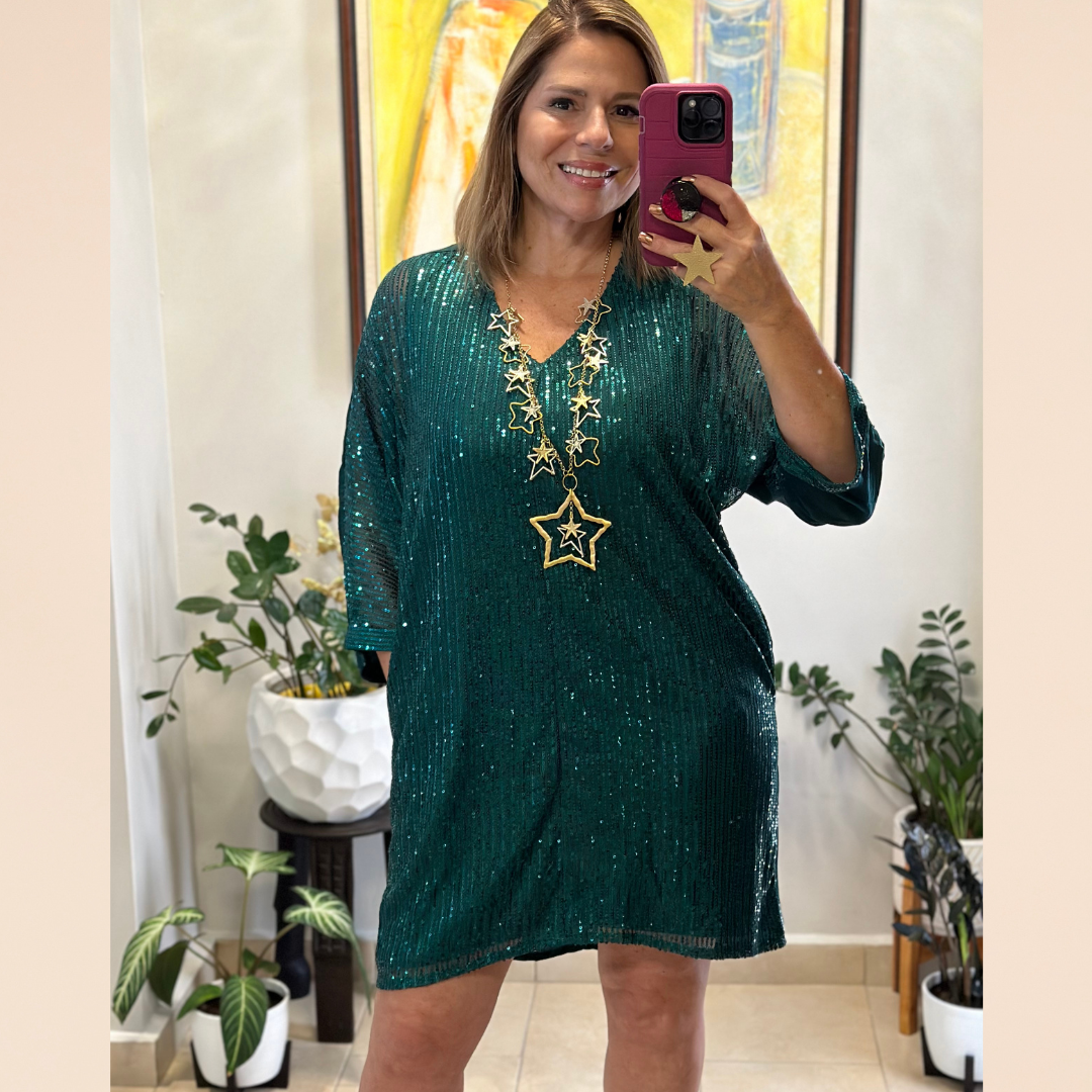 Hunter Green Sequin Dress