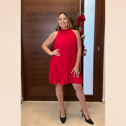 Woven Cape Red Mini Dress