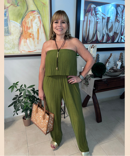 Olive Strapless Jumpsuit