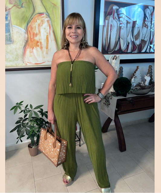 Olive Strapless Jumpsuit