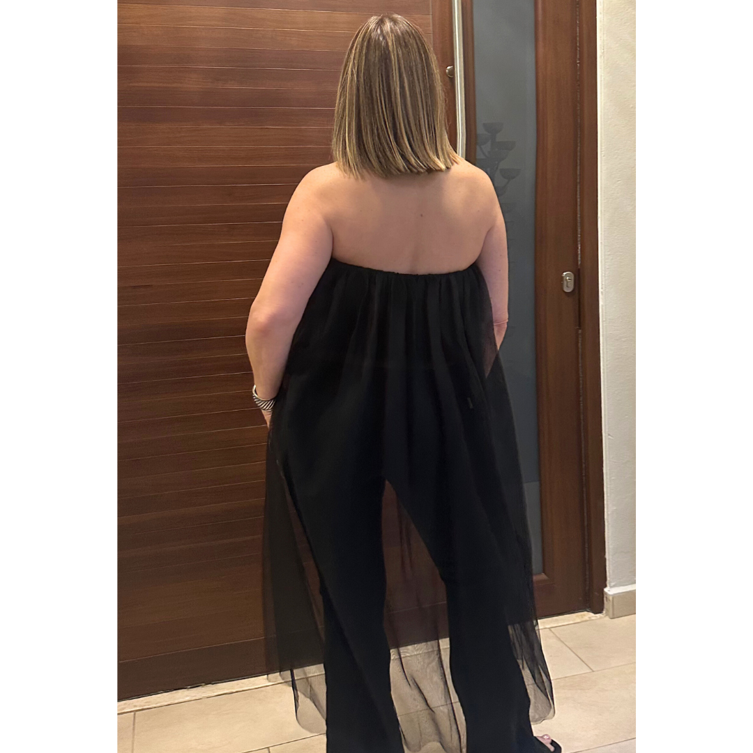 Black High Low Tulle Top