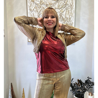 Pant & Top Metallic Gold Set