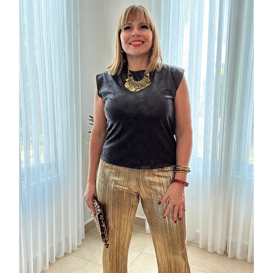 Pant & Top Metallic Gold Set