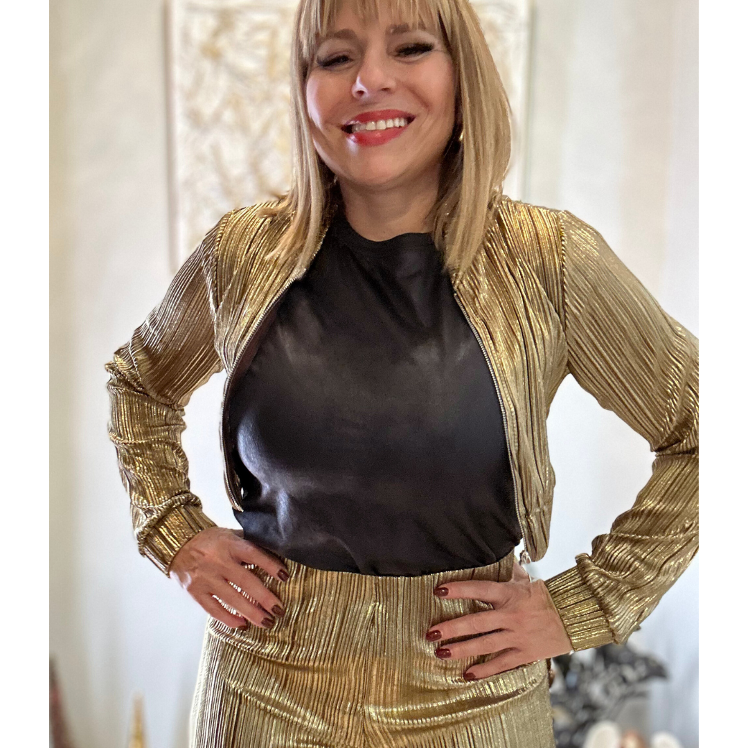 Pant & Top Metallic Gold Set