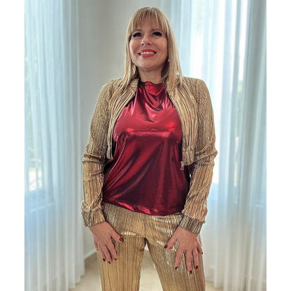 Pant & Top Metallic Gold Set