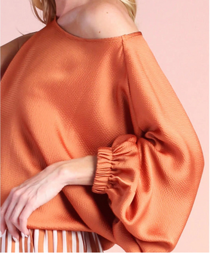One Sleeve Rust Top