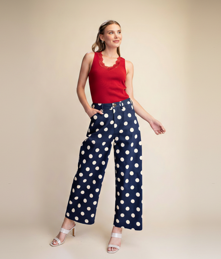 Polka Dot Barrel Pants
