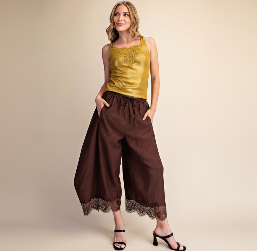 Lace Trim Balloon Pants