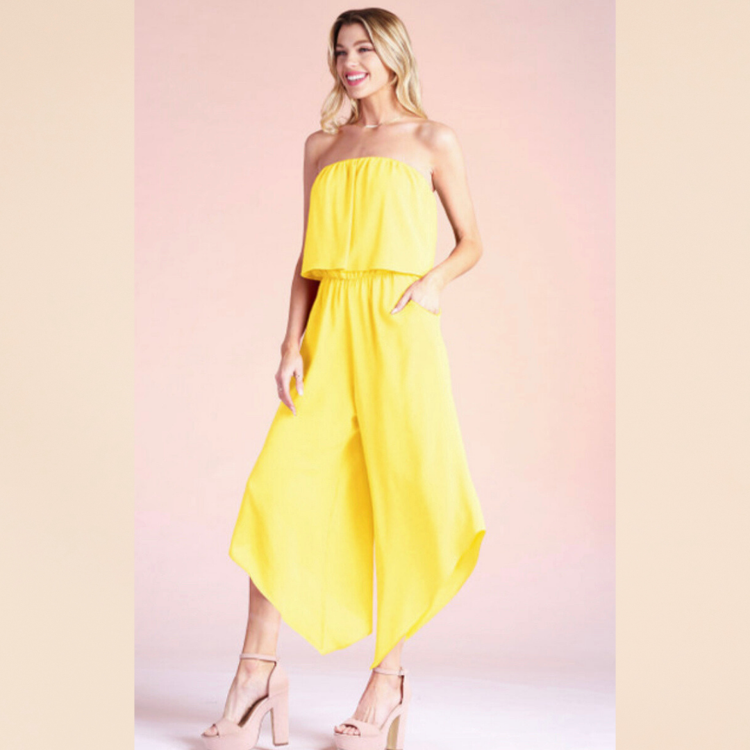 Yellow Strapless Jumpsuit