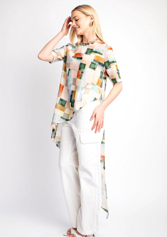 Coral Mix Asymmetrical Top