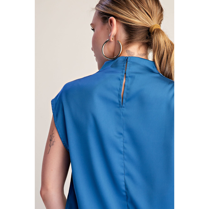 Blue Cowl Neck Top