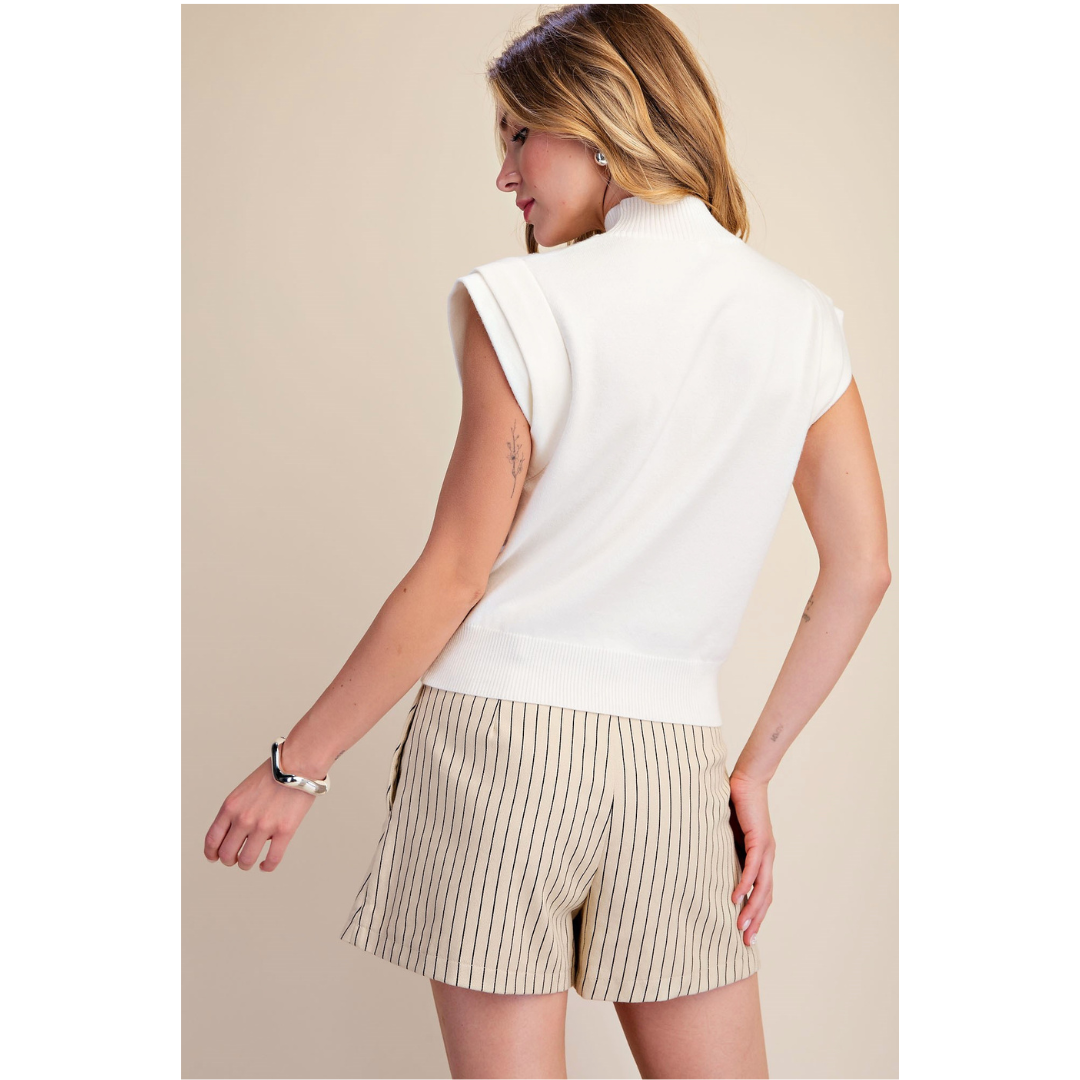 High Neck White Sweater