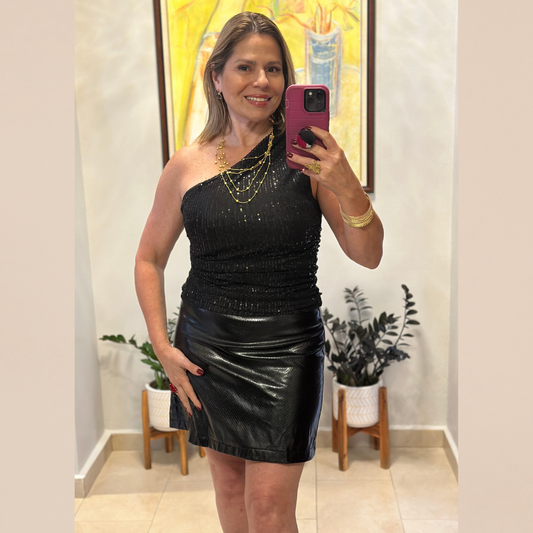 One Shoulder Sequin Top