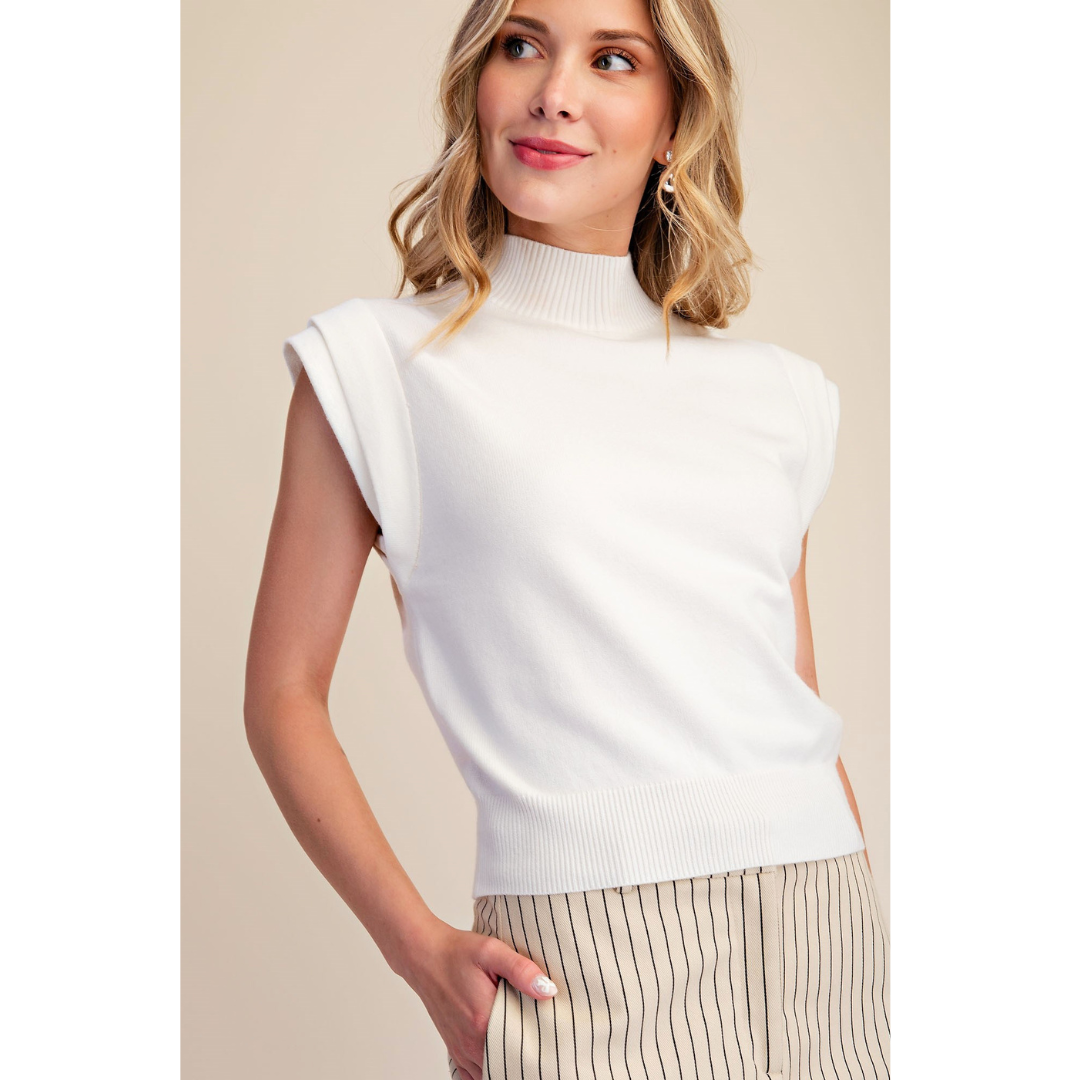 High Neck White Sweater