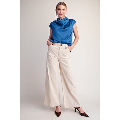 Blue Cowl Neck Top