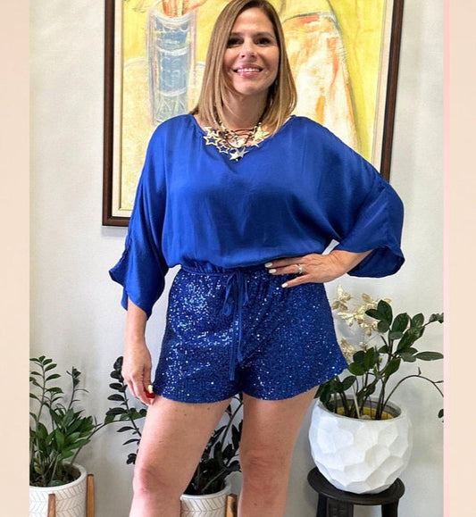 Royal Blue Sequin Romper