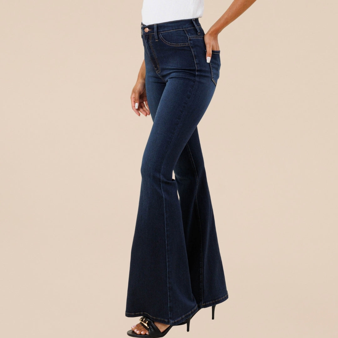 High Waisted Flare Jeans - Dark Stone
