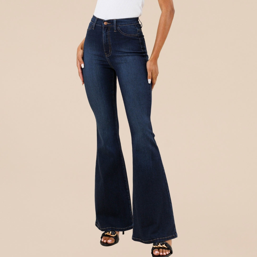High Waisted Flare Jeans - Dark Stone