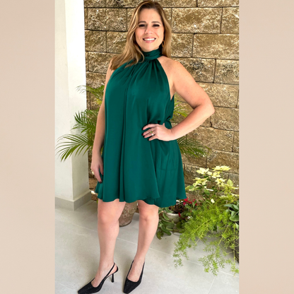 Green Satin Mini Dress