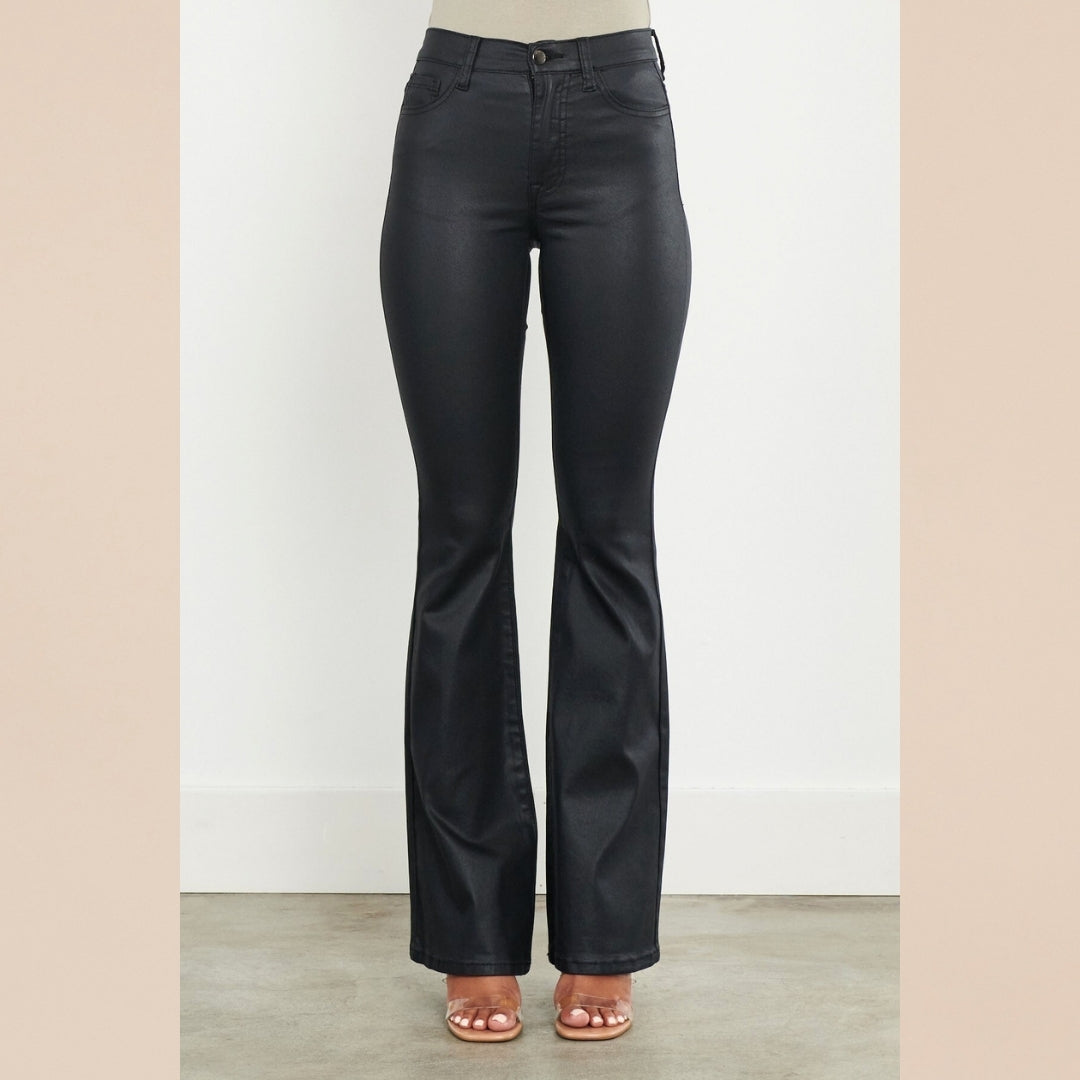 Vibrant Leather Flare Jeans