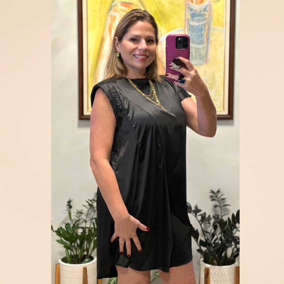 Asymmetric Satin Mini Dress