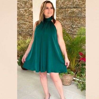 Green Satin Mini Dress