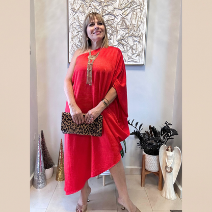 Red Satin Maxi Dress