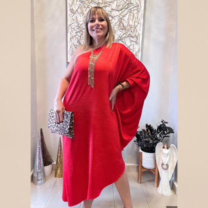 Red Satin Maxi Dress
