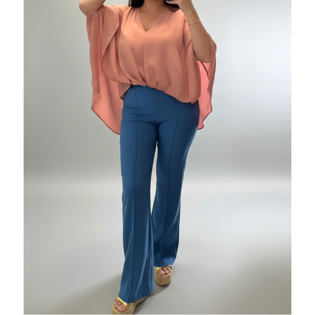Blue High-Waisted Pants