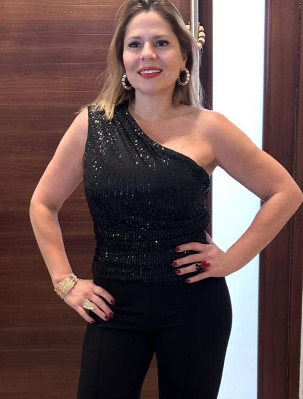 One Shoulder Sequin Top