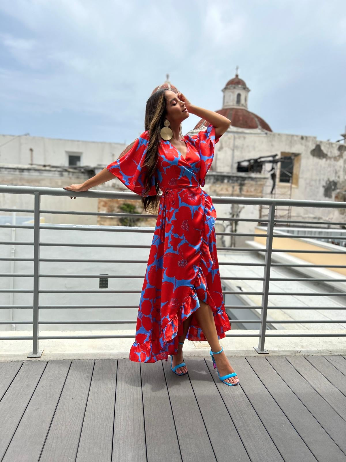Floral Satin Maxi Dress
